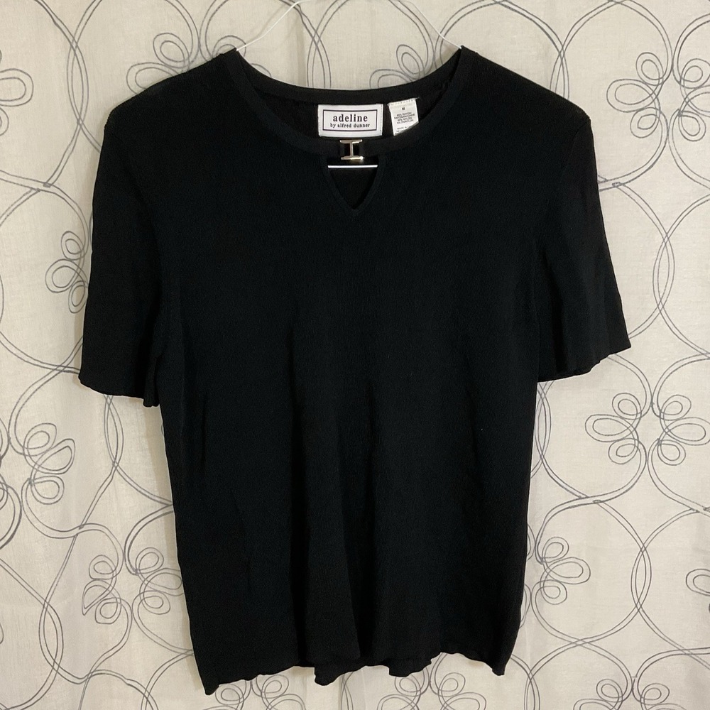 Women's Adeline By Alfred Dunner Black Short Sleeve Top Size Medium